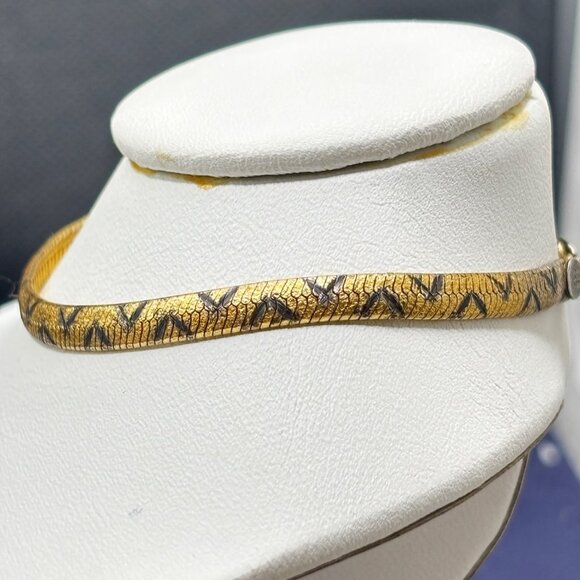 Italian Bracelet 925 Silver With Gold Vermeil Snake Chevron Chain Design 7” - Picture 1 of 16